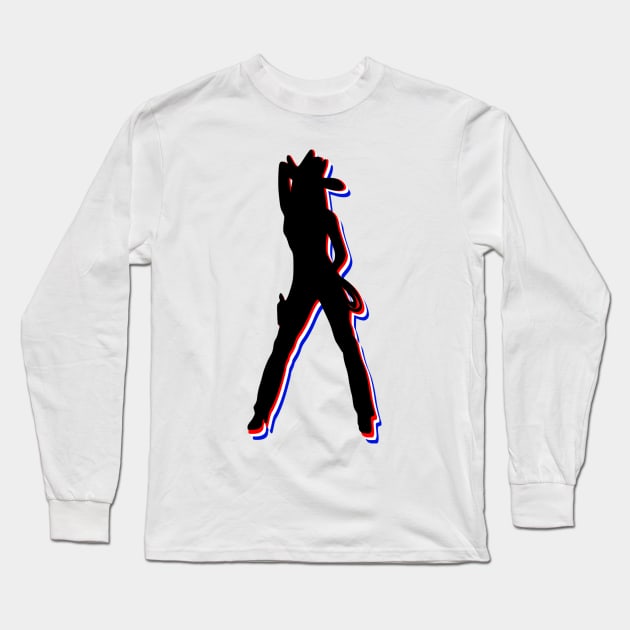 Red White & Blue Cowgirl silhouette Long Sleeve T-Shirt by CoolMomBiz